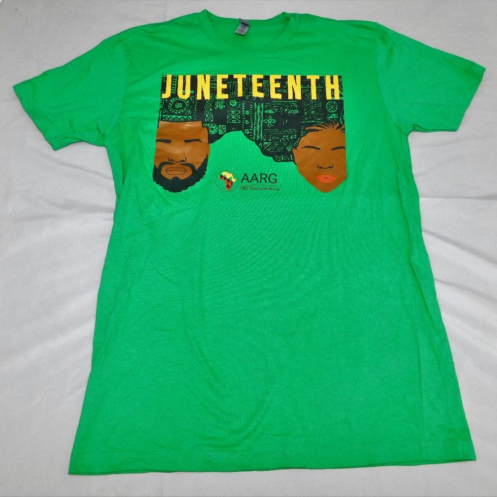 Juneteenth Green tee shirt, Medium,  silhouette goddess, cotton